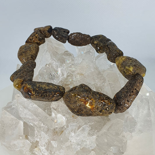Crystals - Amber (Mixed bead size -rough polished) Bracelet