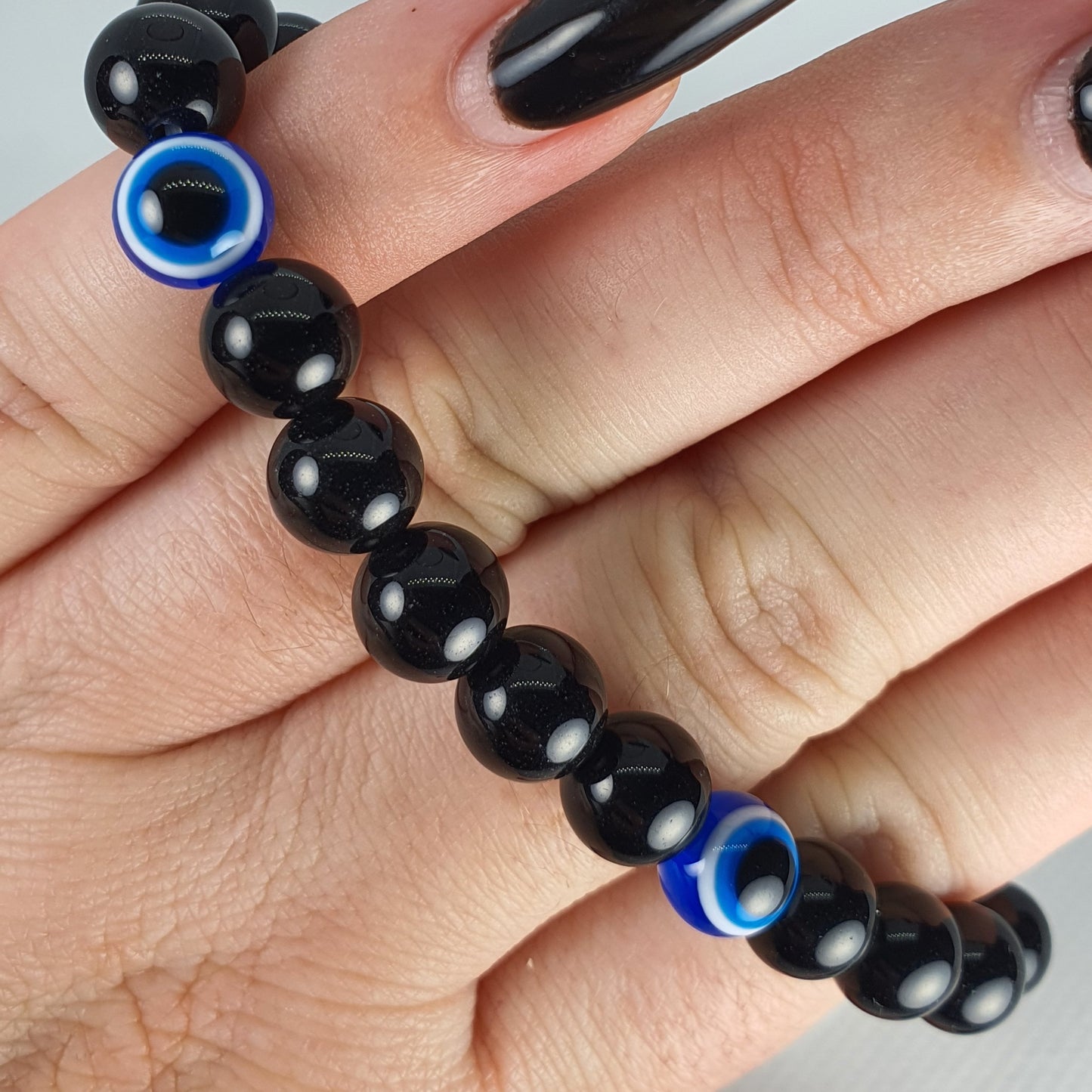Crystals - Obsidian (Black with Evil Eye) Bracelet