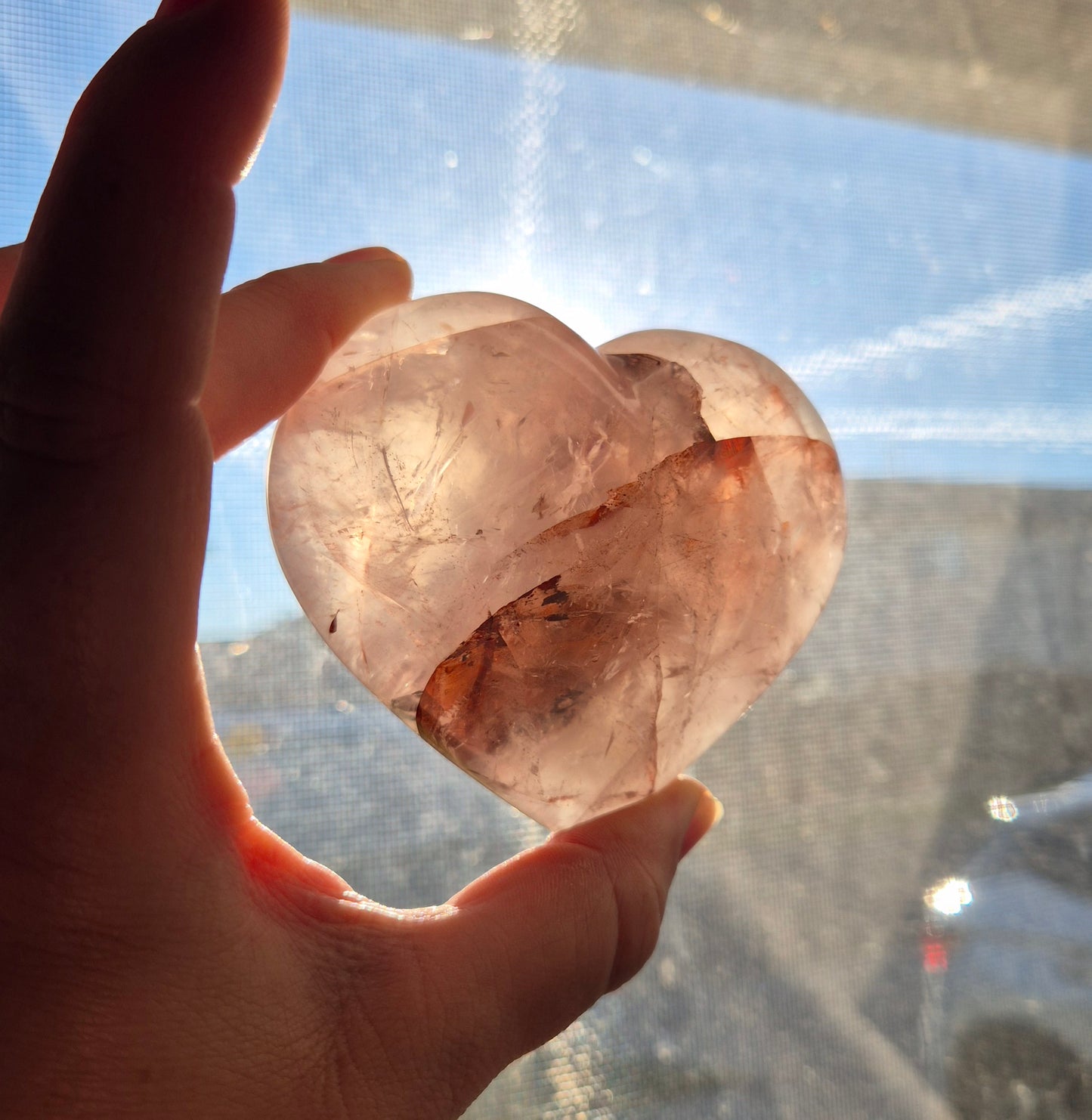 Crystals - Fire Quartz (Hematoid Quartz) Polished Heart