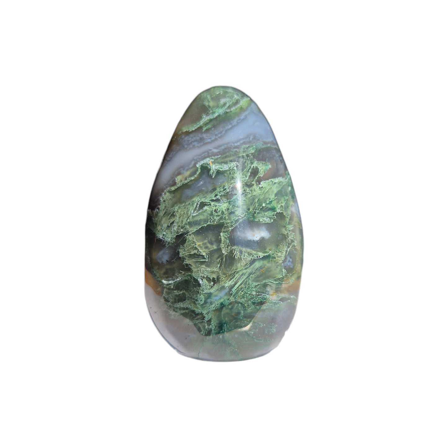 Crystals - Green Moss Agate Polished Egg