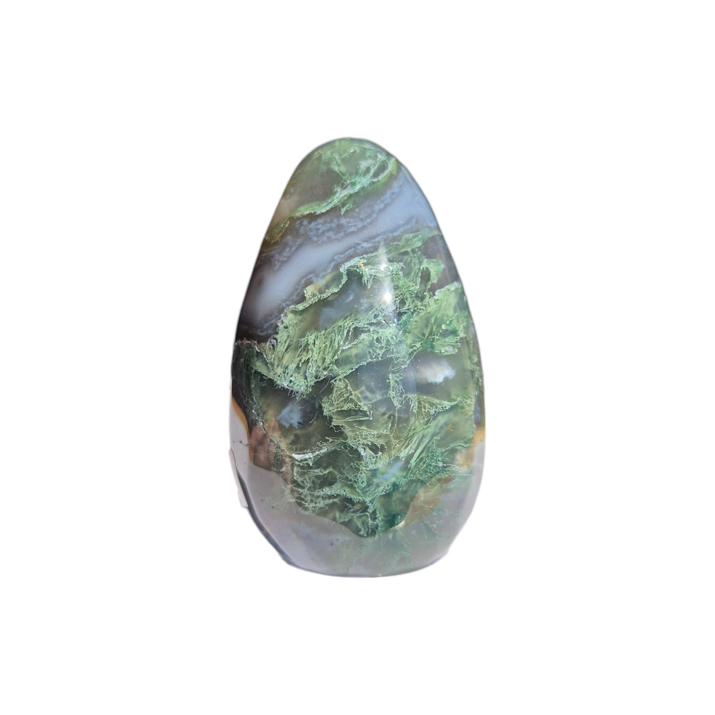 Crystals - Green Moss Agate Polished Egg