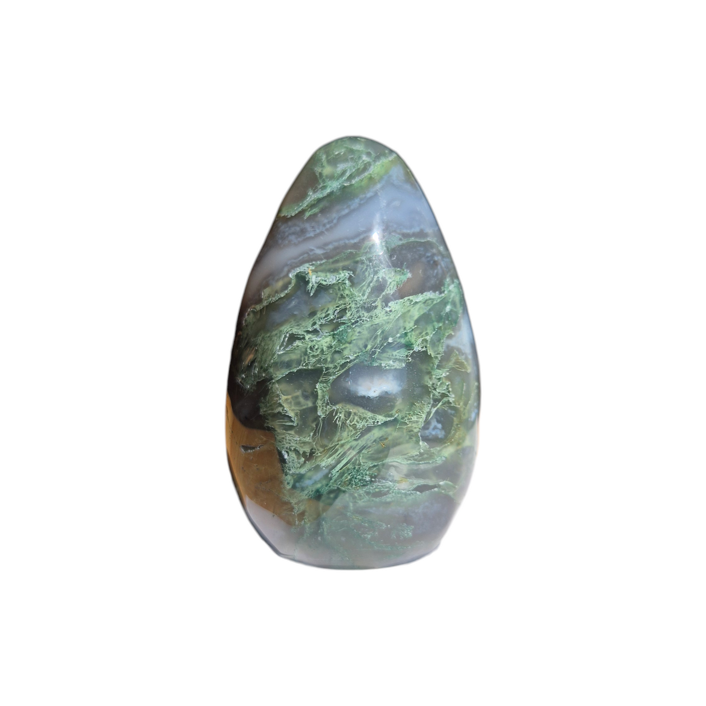 Crystals - Green Moss Agate Polished Egg