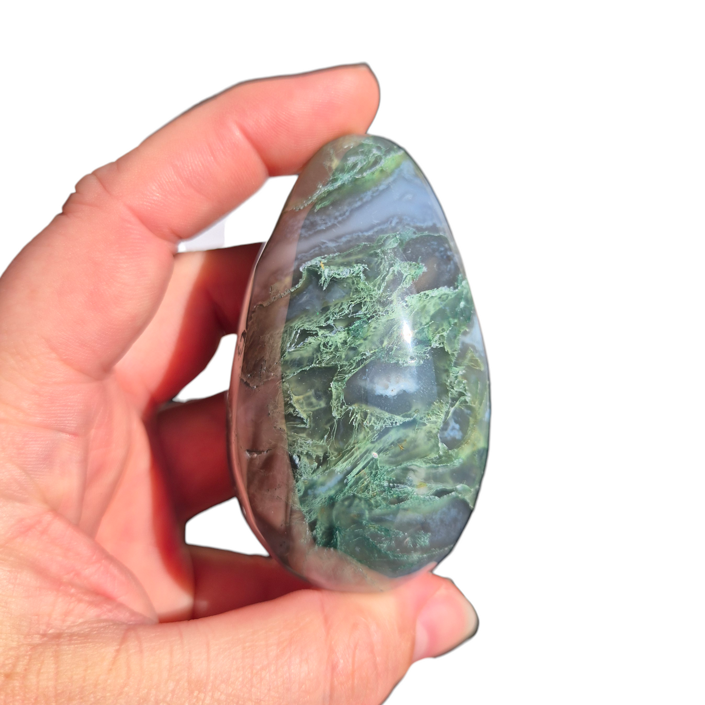 Crystals - Green Moss Agate Polished Egg
