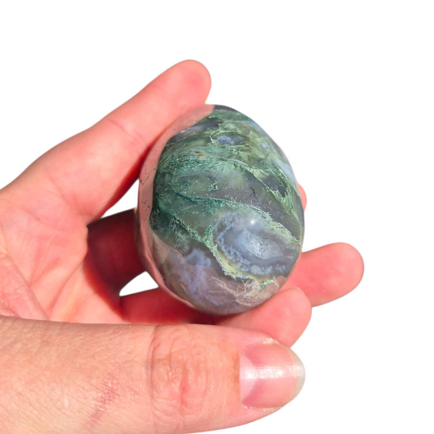 Crystals - Green Moss Agate Polished Egg