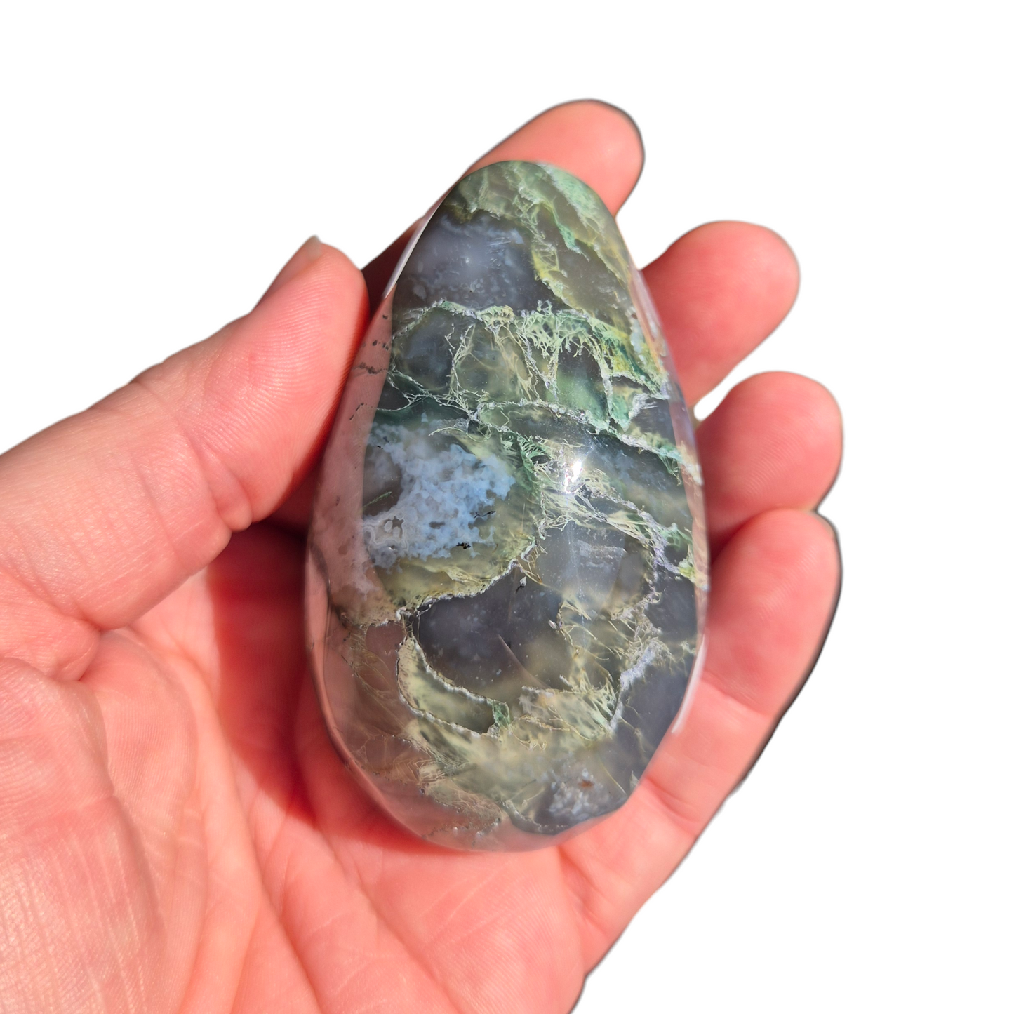 Crystals - Green Moss Agate Polished Egg