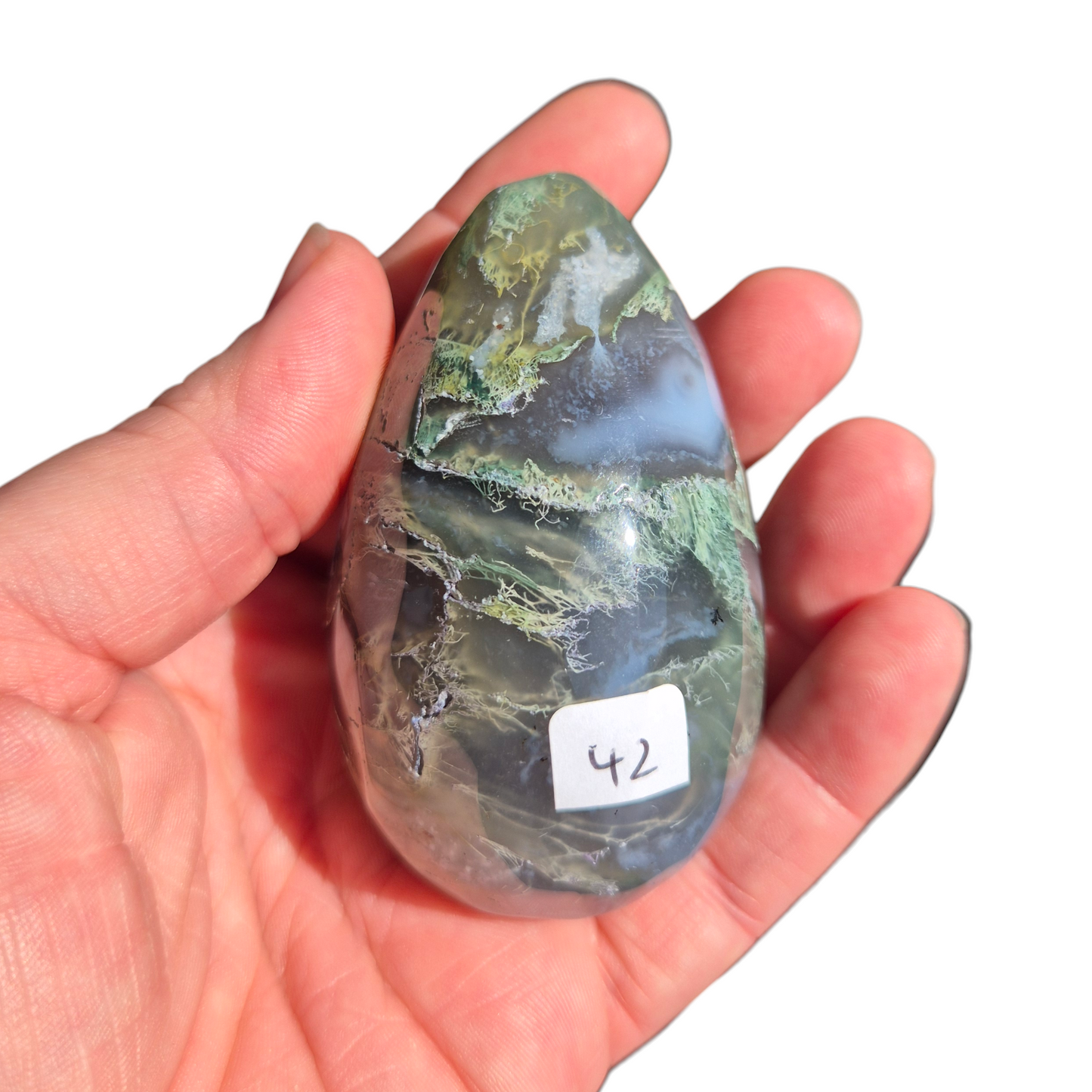 Crystals - Green Moss Agate Polished Egg
