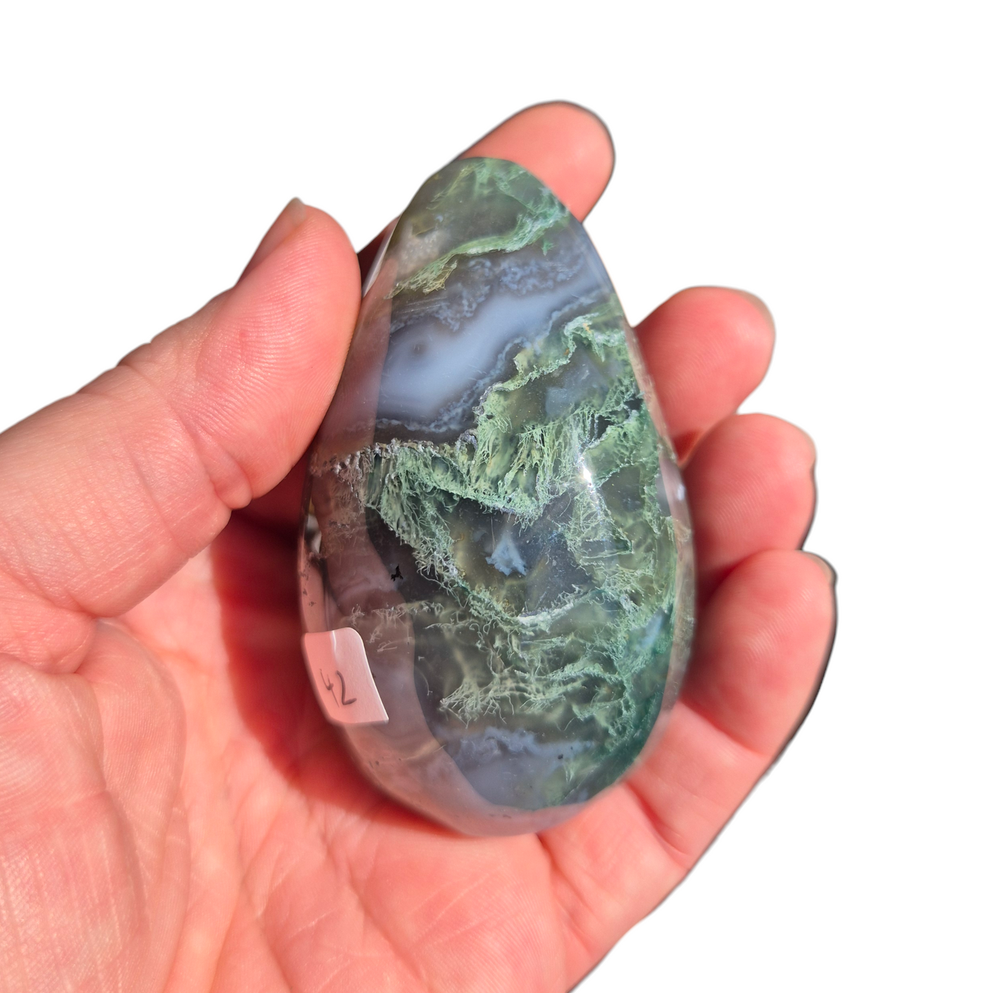 Crystals - Green Moss Agate Polished Egg