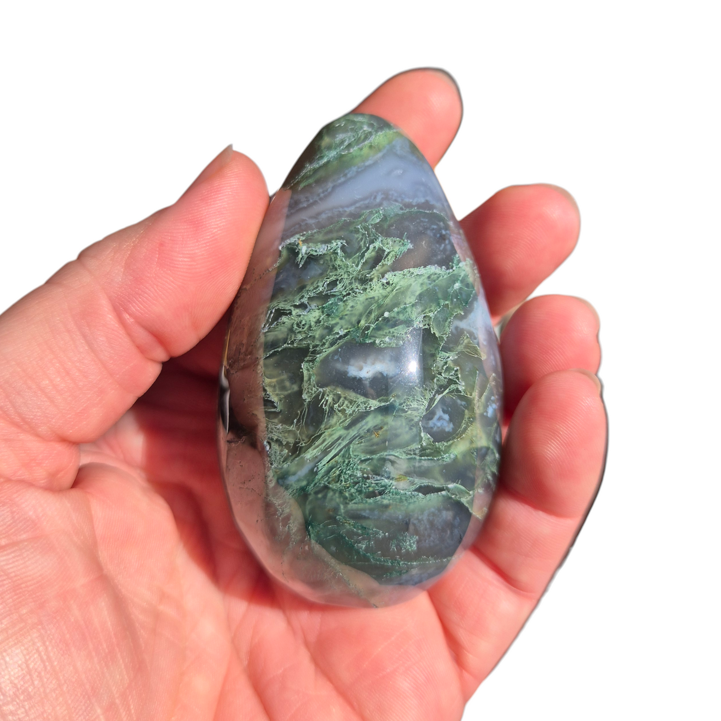 Crystals - Green Moss Agate Polished Egg
