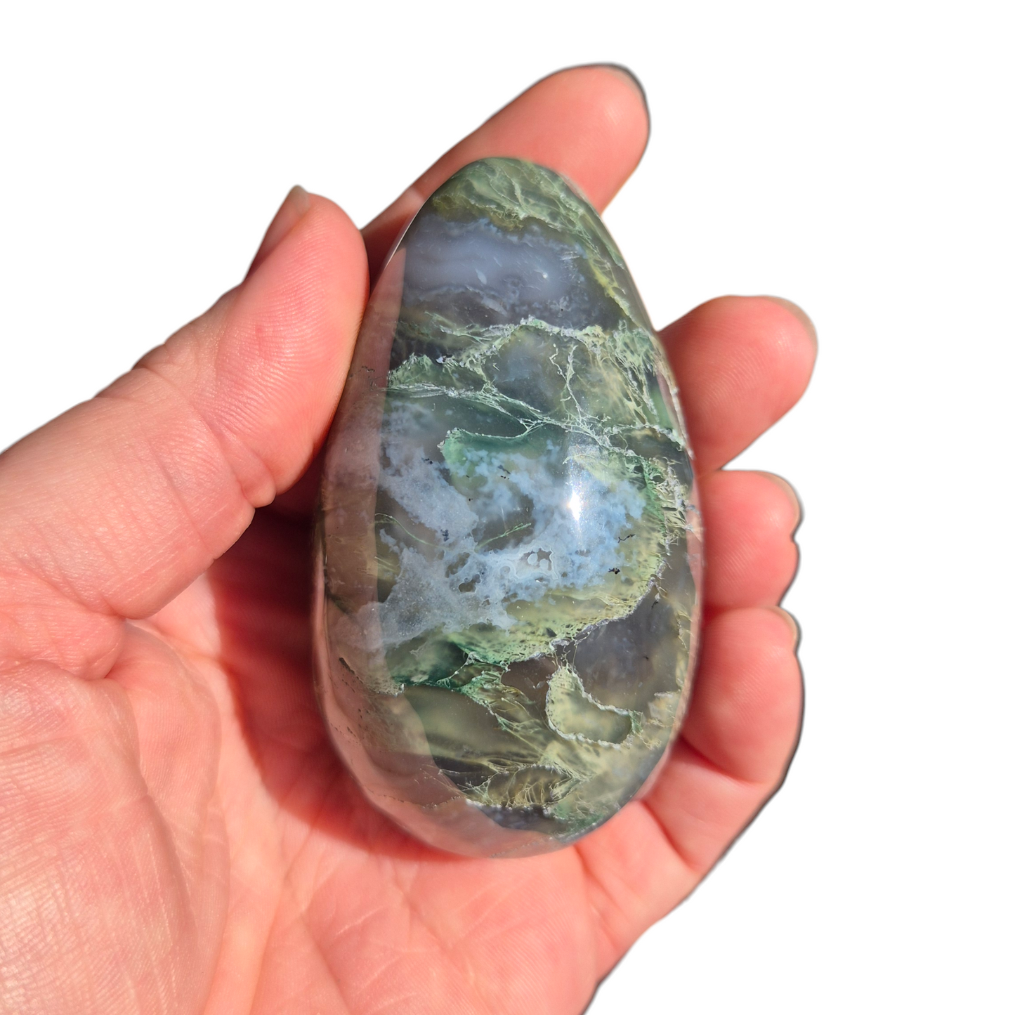 Crystals - Green Moss Agate Polished Egg