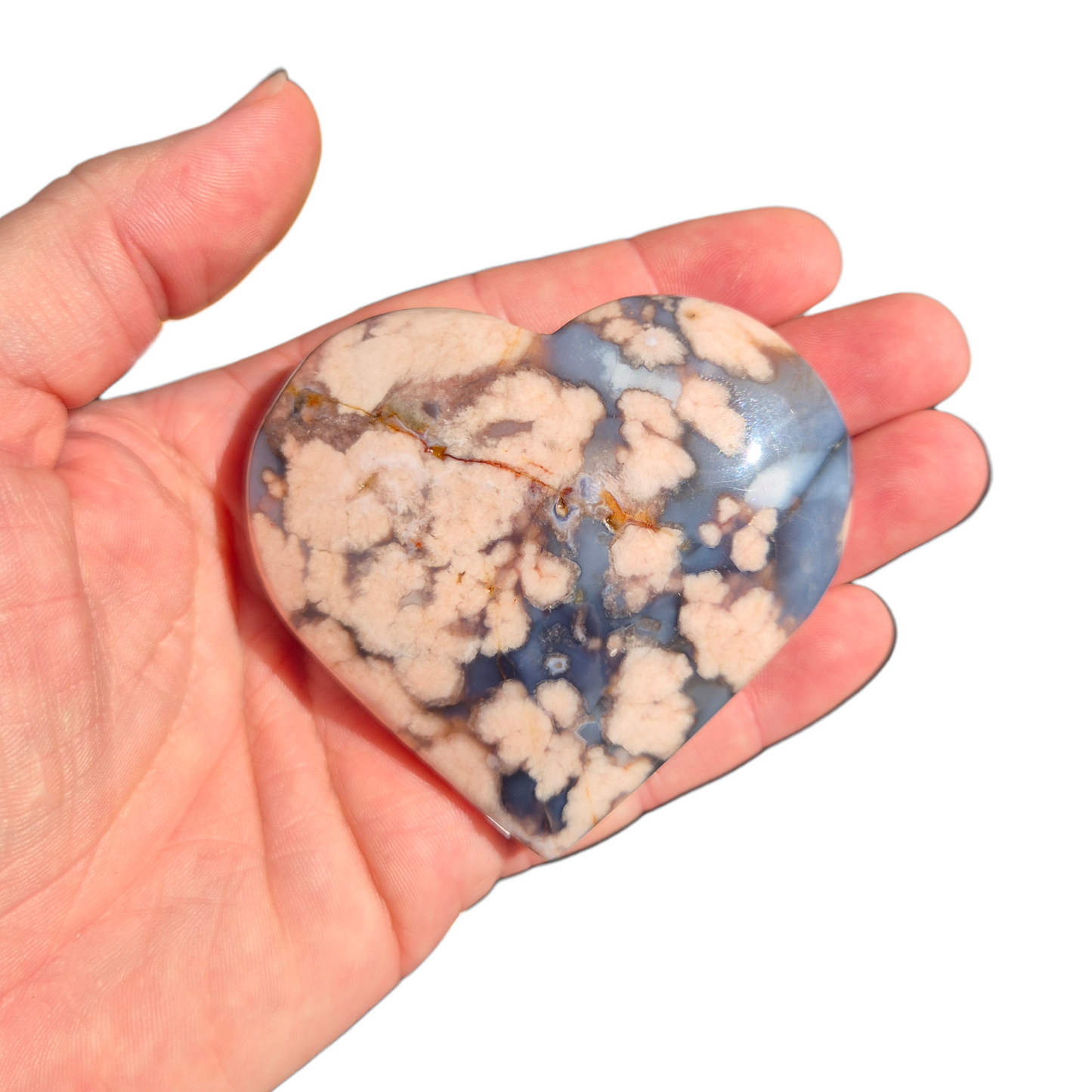 Crystals - Blue Flower Agate Polished Heart