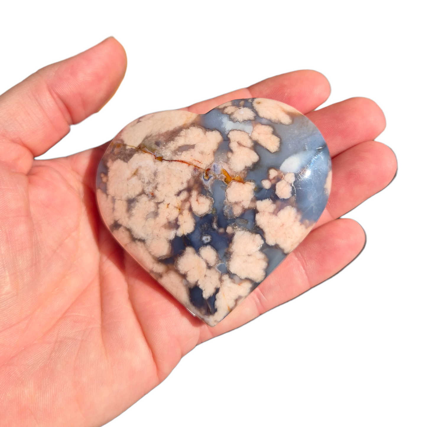Crystals - Blue Flower Agate Polished Heart