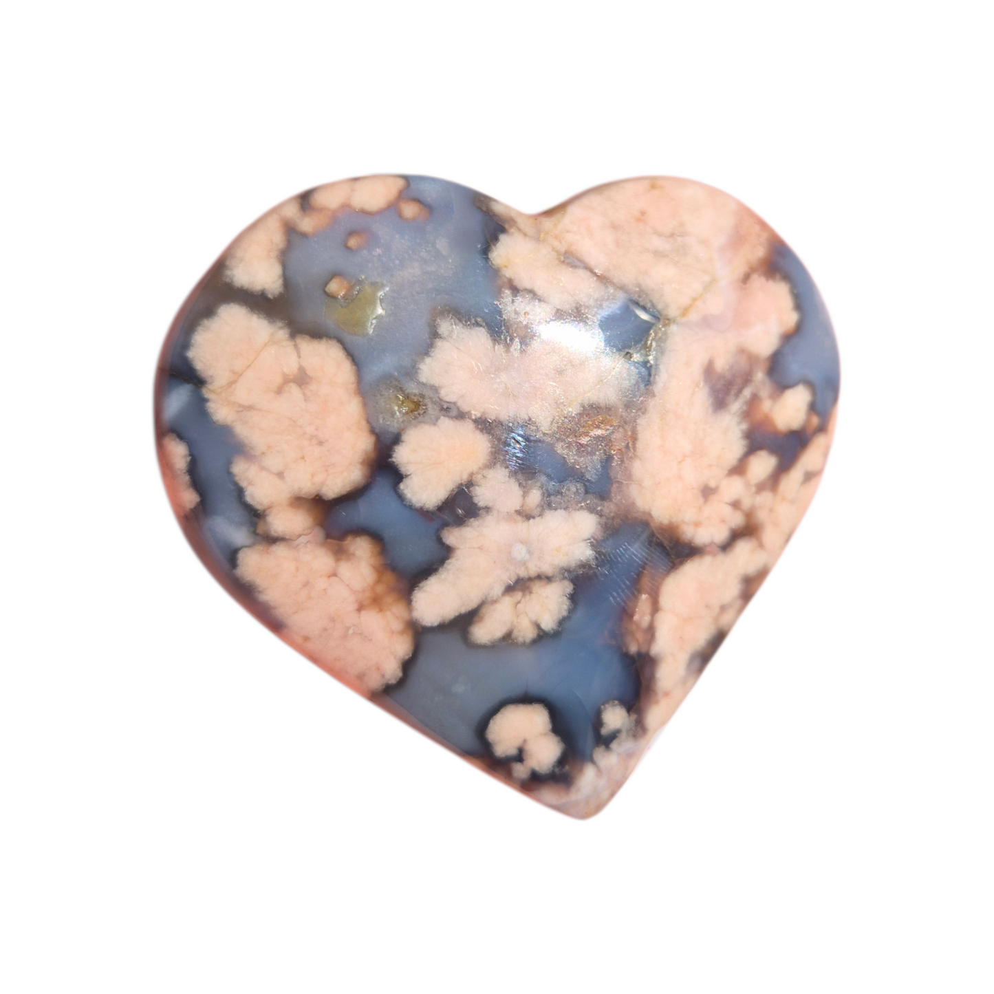 Crystals - Blue Flower Agate Polished Heart
