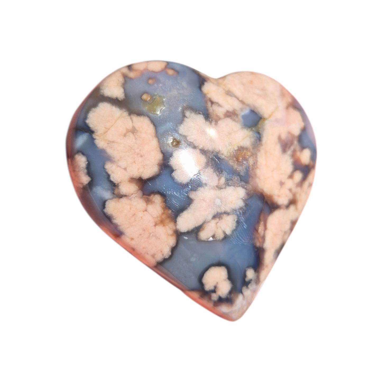 Crystals - Blue Flower Agate Polished Heart