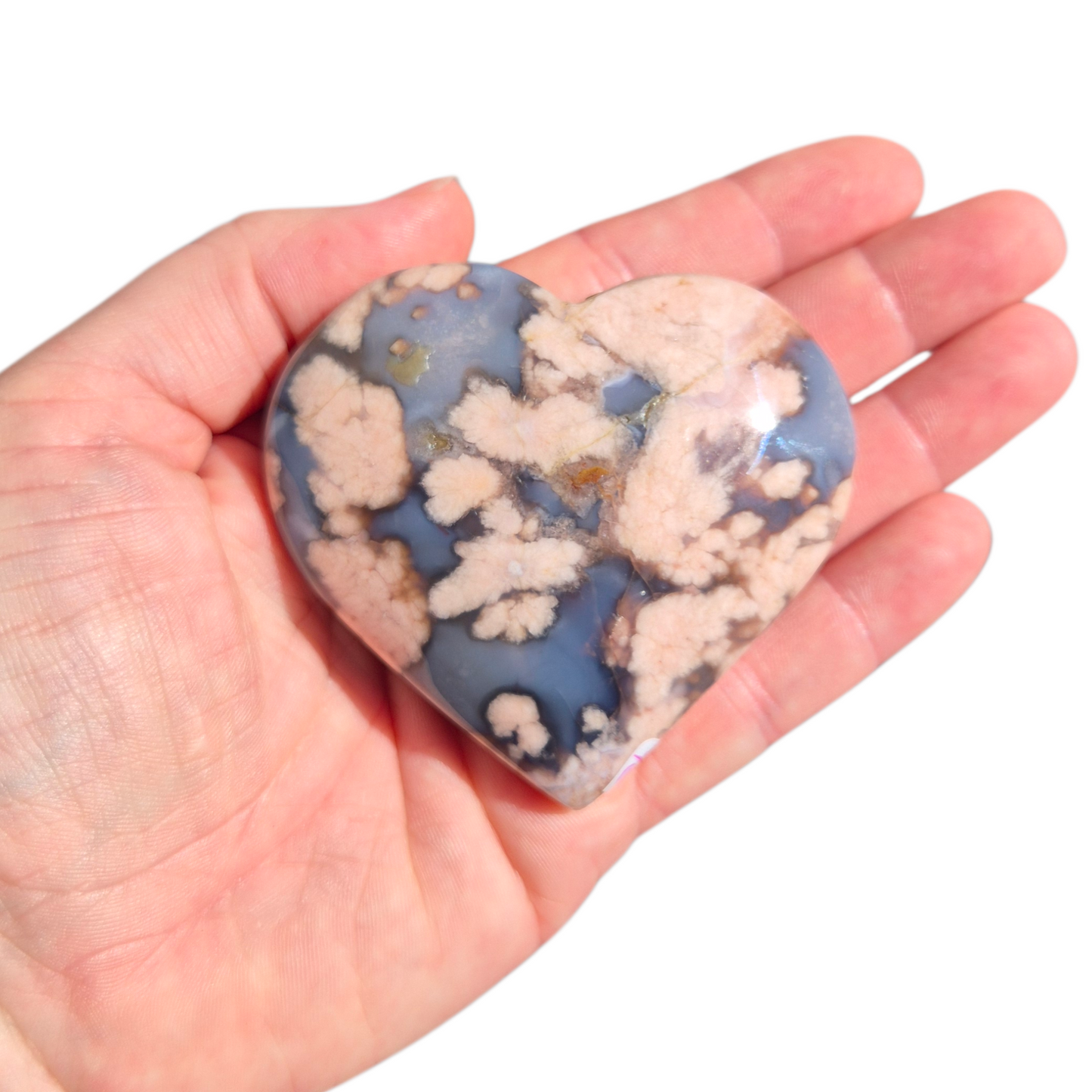 Crystals - Blue Flower Agate Polished Heart