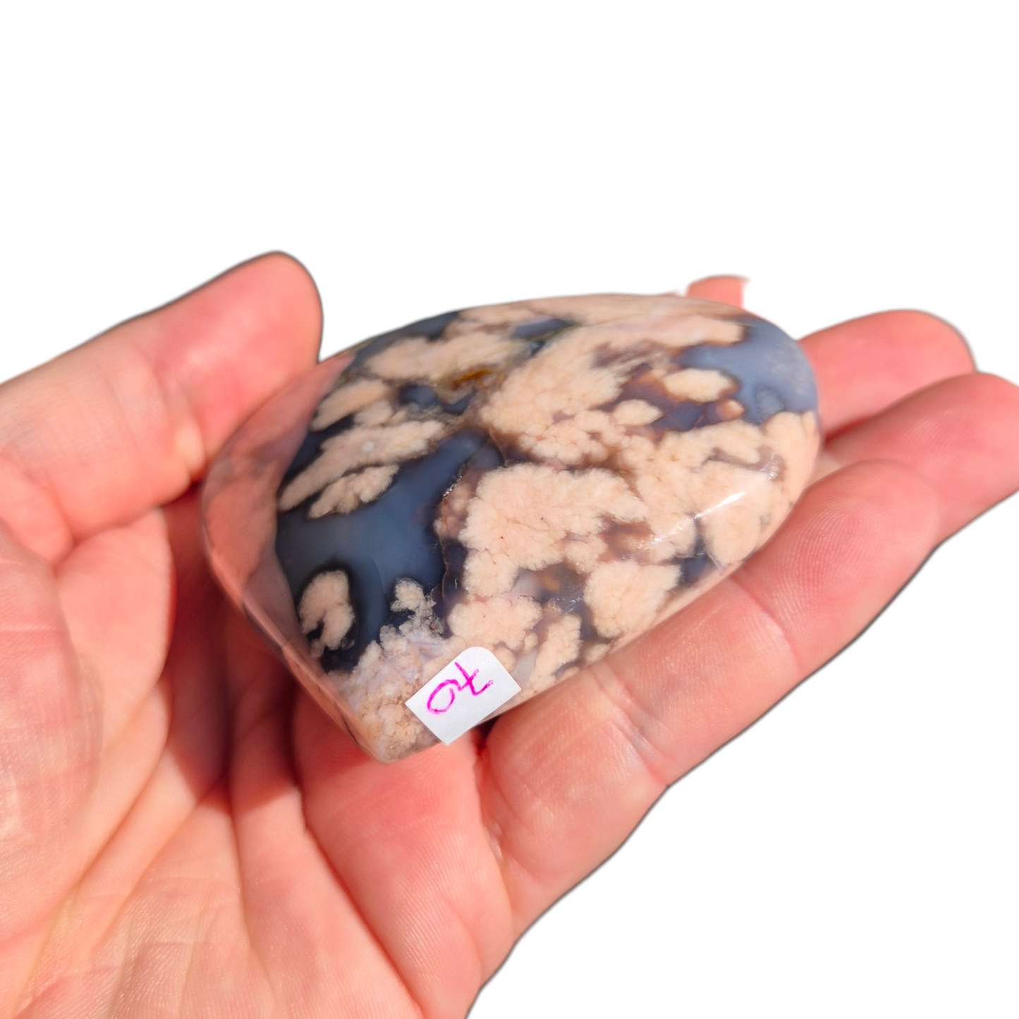 Crystals - Blue Flower Agate Polished Heart