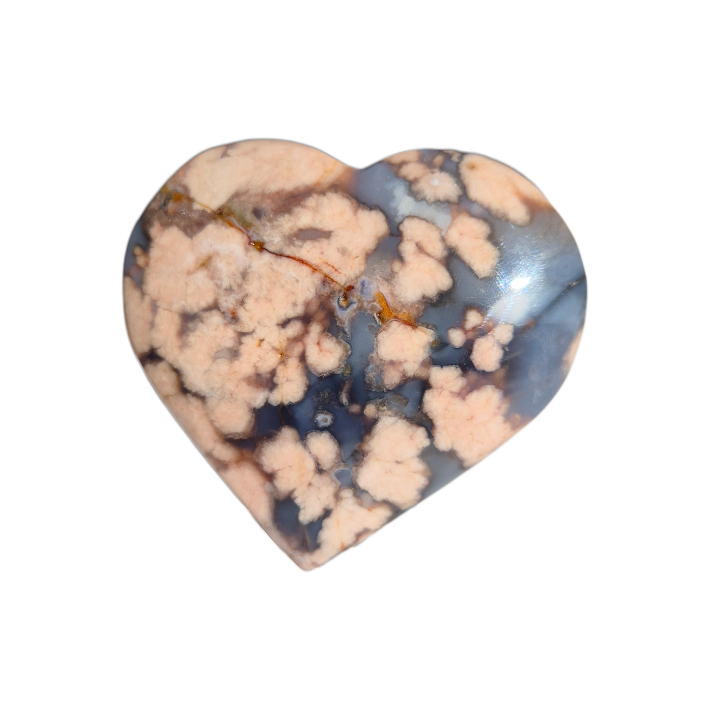 Crystals - Blue Flower Agate Polished Heart