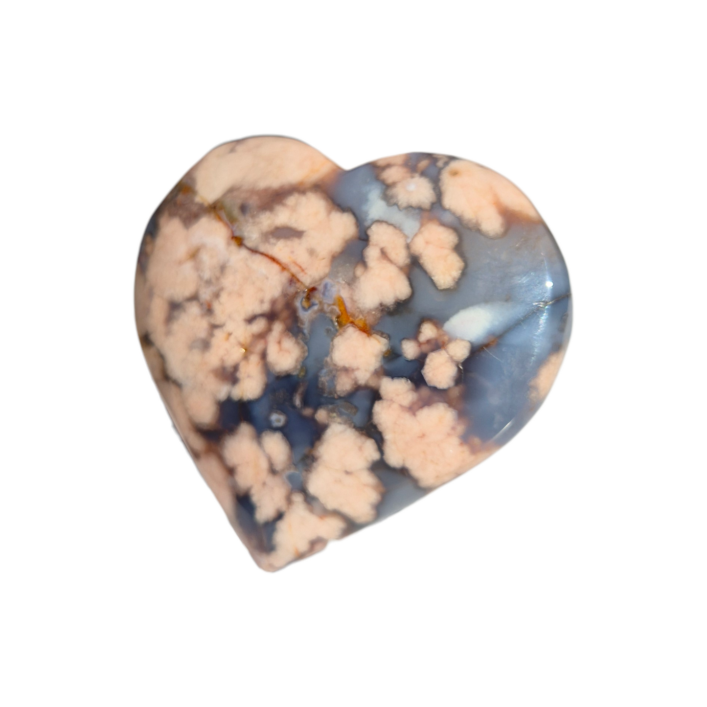 Crystals - Blue Flower Agate Polished Heart