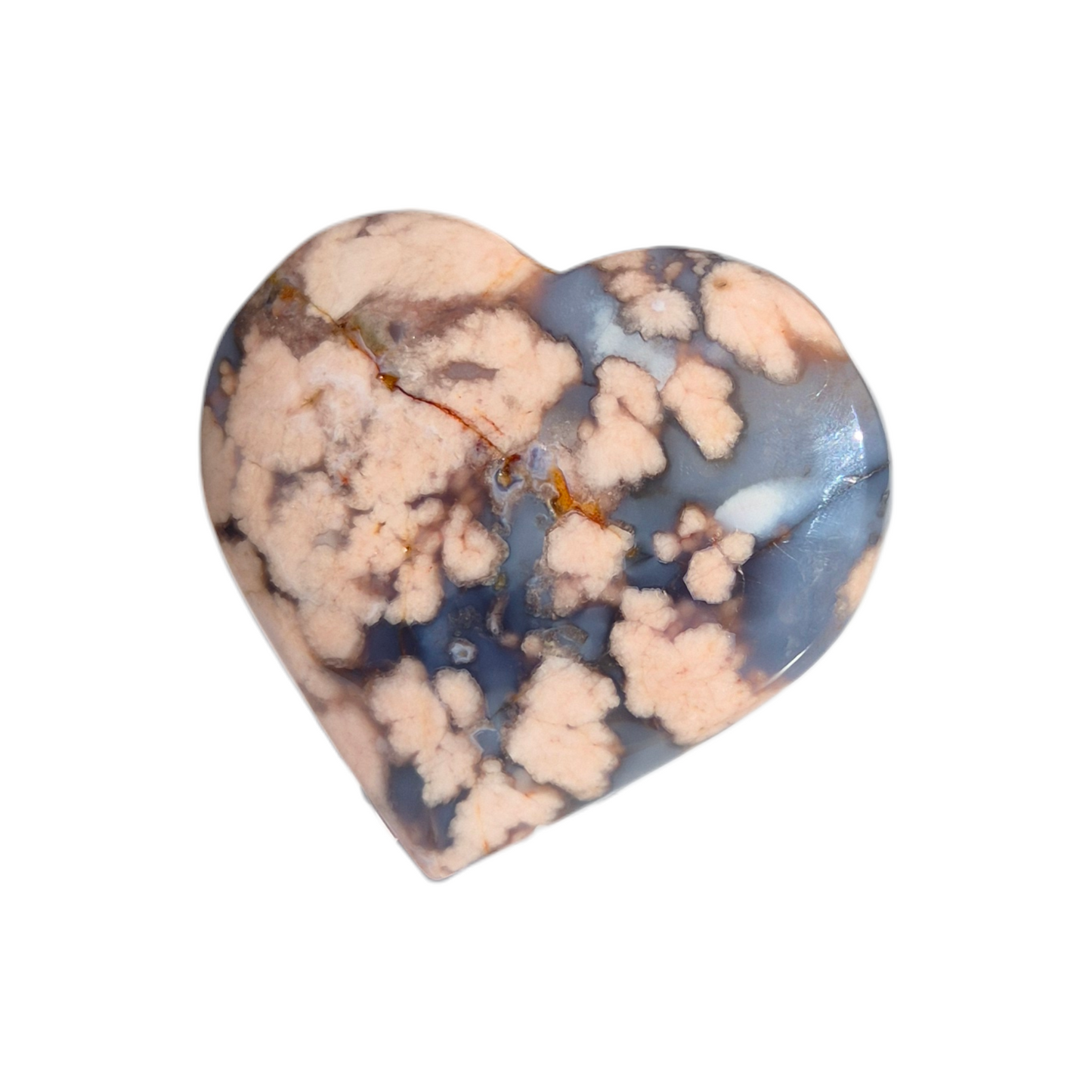 Crystals - Blue Flower Agate Polished Heart