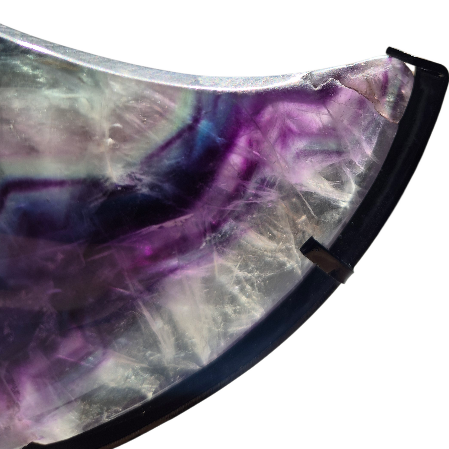 Crystals - Rainbow Fluorite Polished Moon with Stand