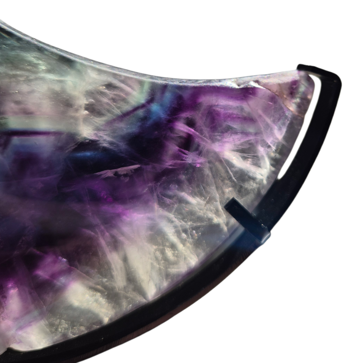 Crystals - Rainbow Fluorite Polished Moon with Stand