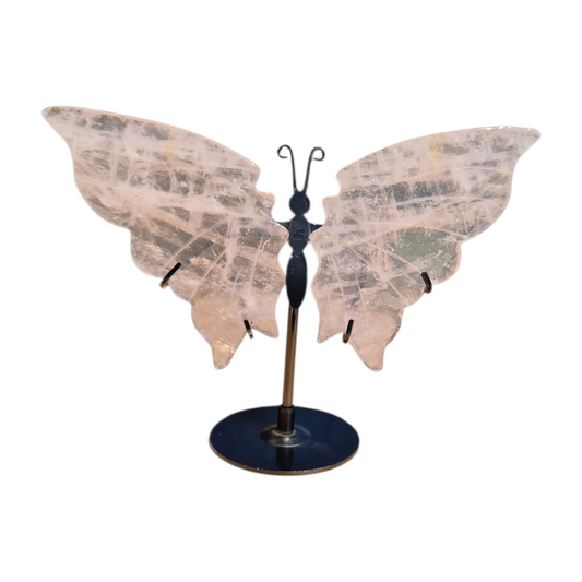 Crystals - Rose Quartz Butterfly Wings with Stand