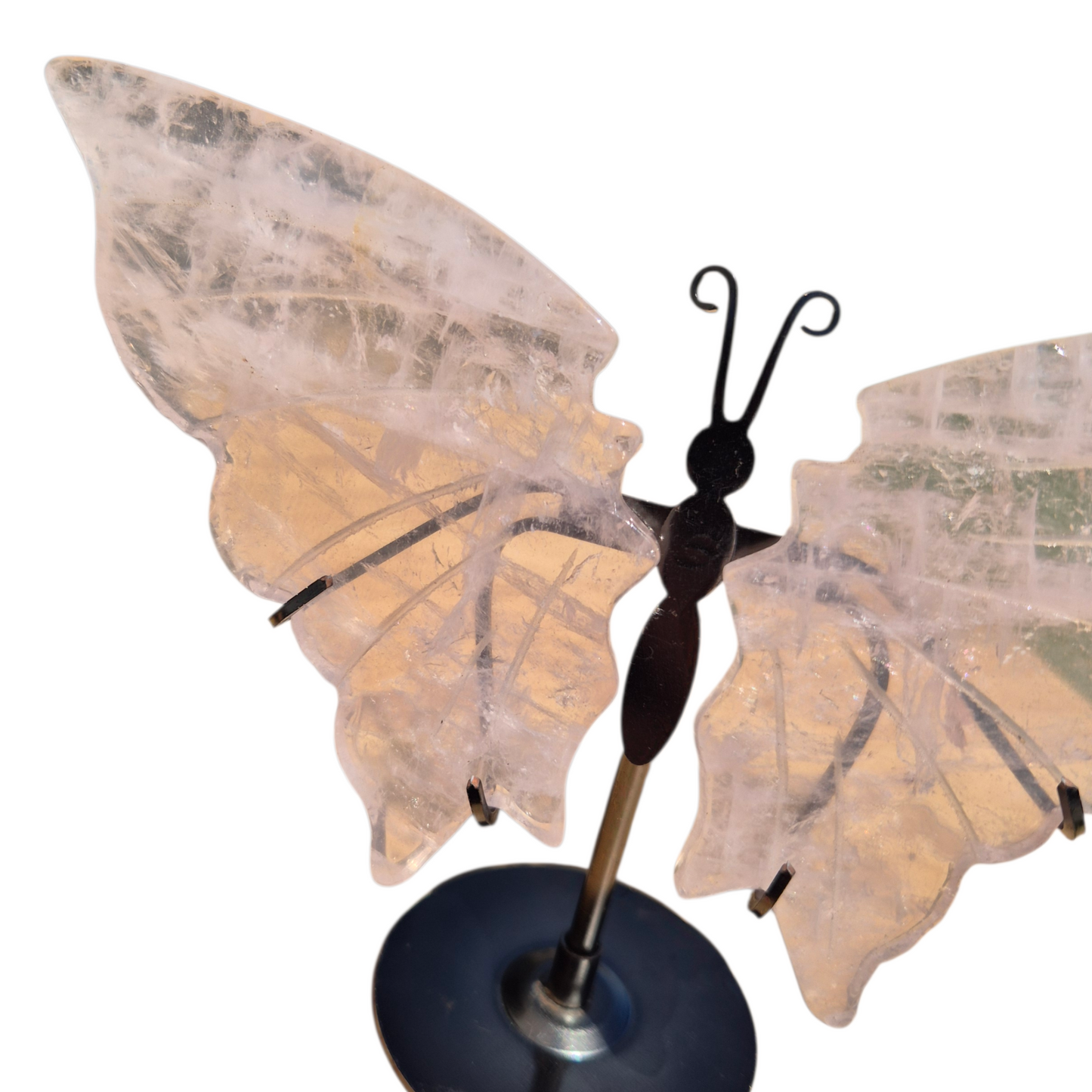 Crystals - Rose Quartz Butterfly Wings with Stand