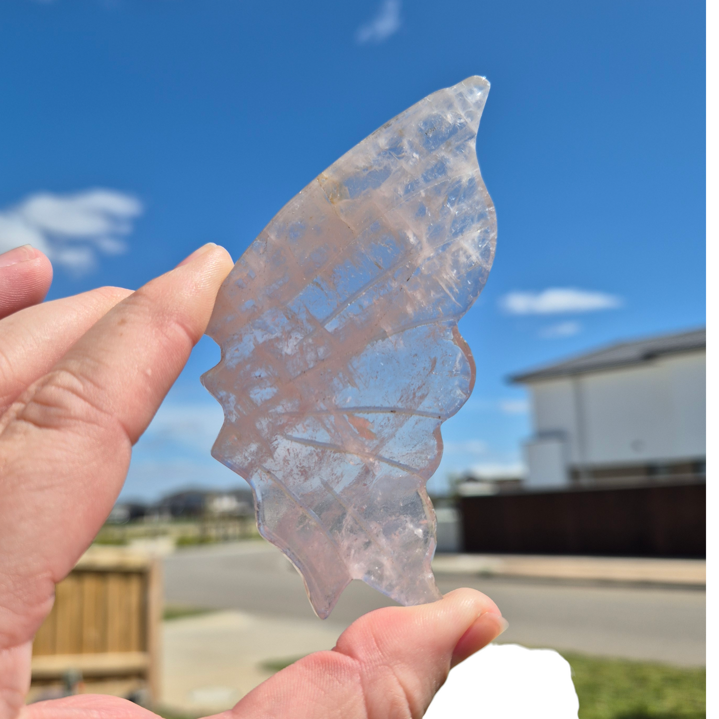 Crystals - Rose Quartz Butterfly Wings with Stand