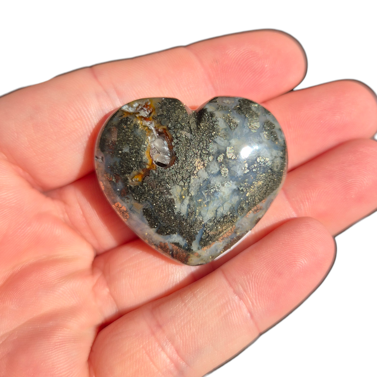 Crystals - Pyrite (in Chalcedony) Polished Heart