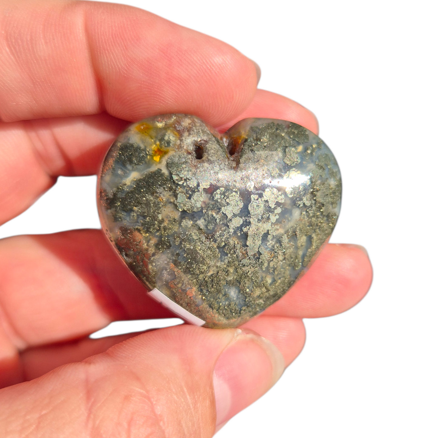 Crystals - Pyrite (in Chalcedony) Polished Heart