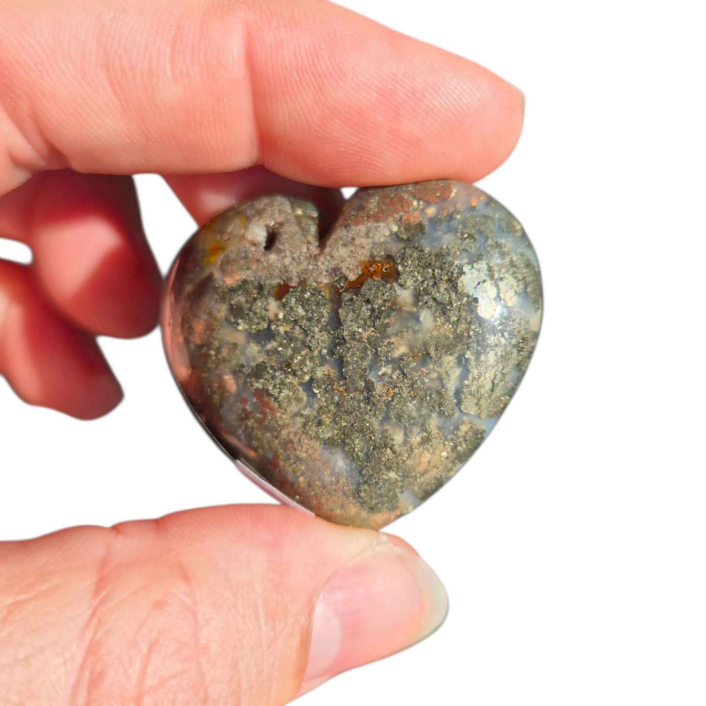 Crystals - Pyrite (in Chalcedony) Polished Heart