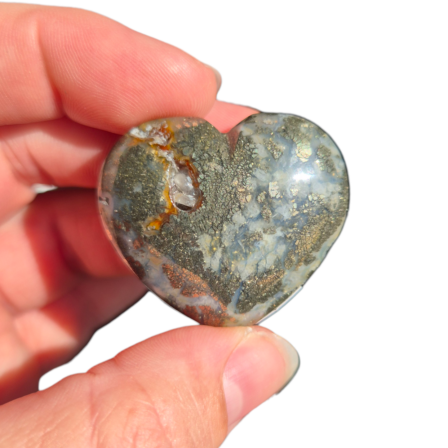 Crystals - Pyrite (in Chalcedony) Polished Heart