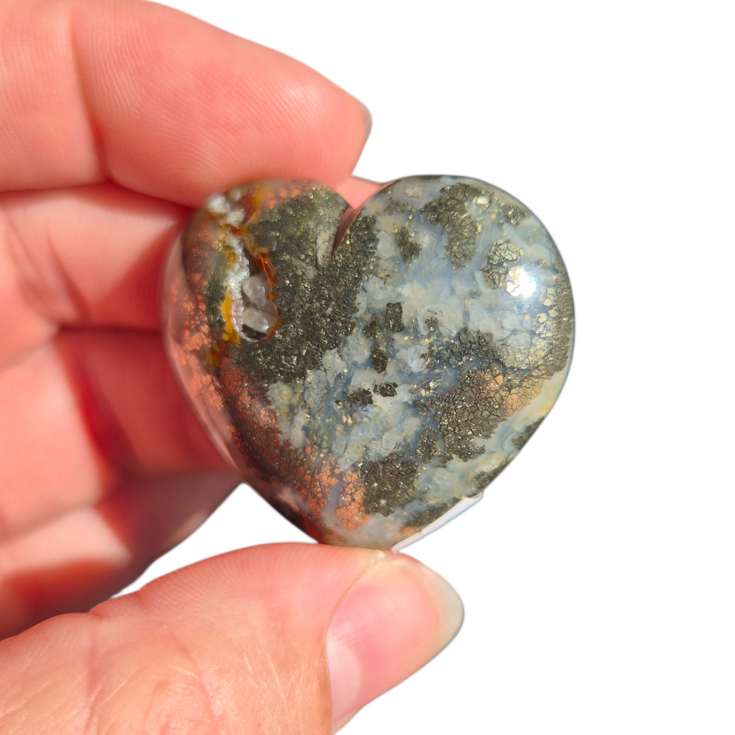 Crystals - Pyrite (in Chalcedony) Polished Heart