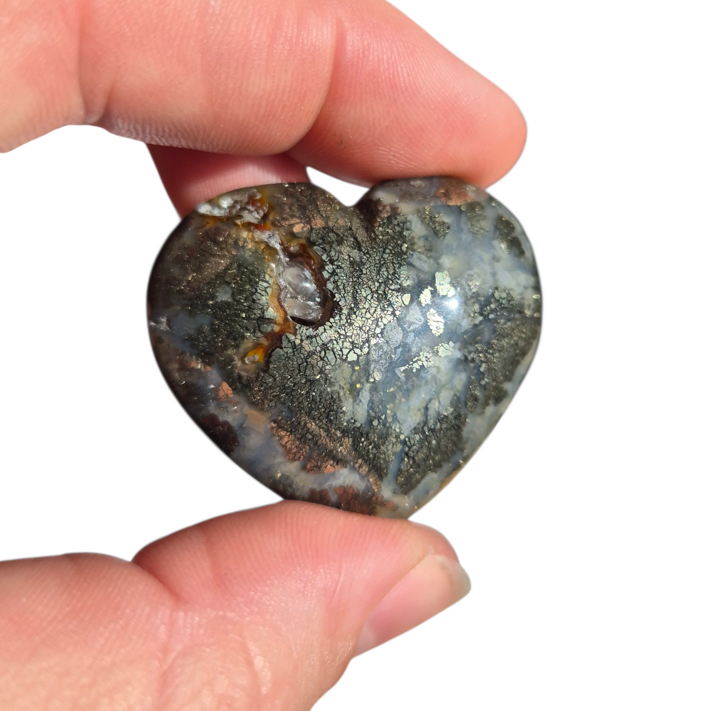 Crystals - Pyrite (in Chalcedony) Polished Heart