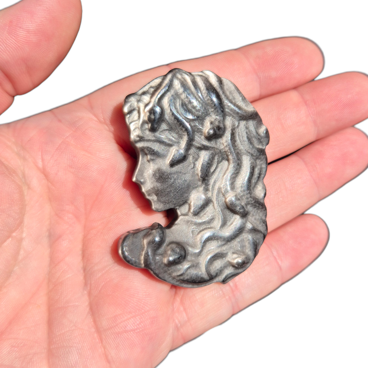 Crystals - Silver Sheen Obsidian Medusa Carving