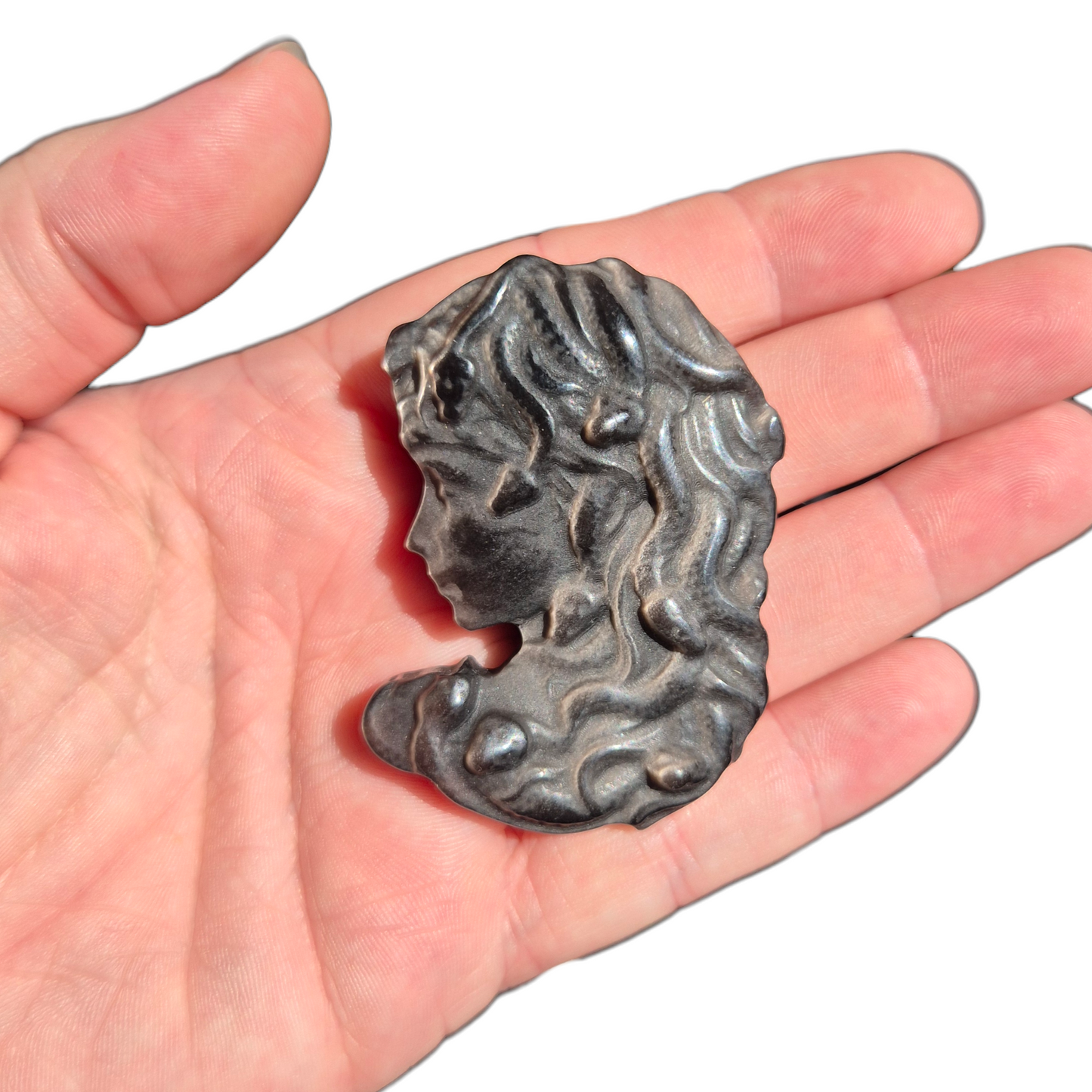 Crystals - Silver Sheen Obsidian Medusa Carving