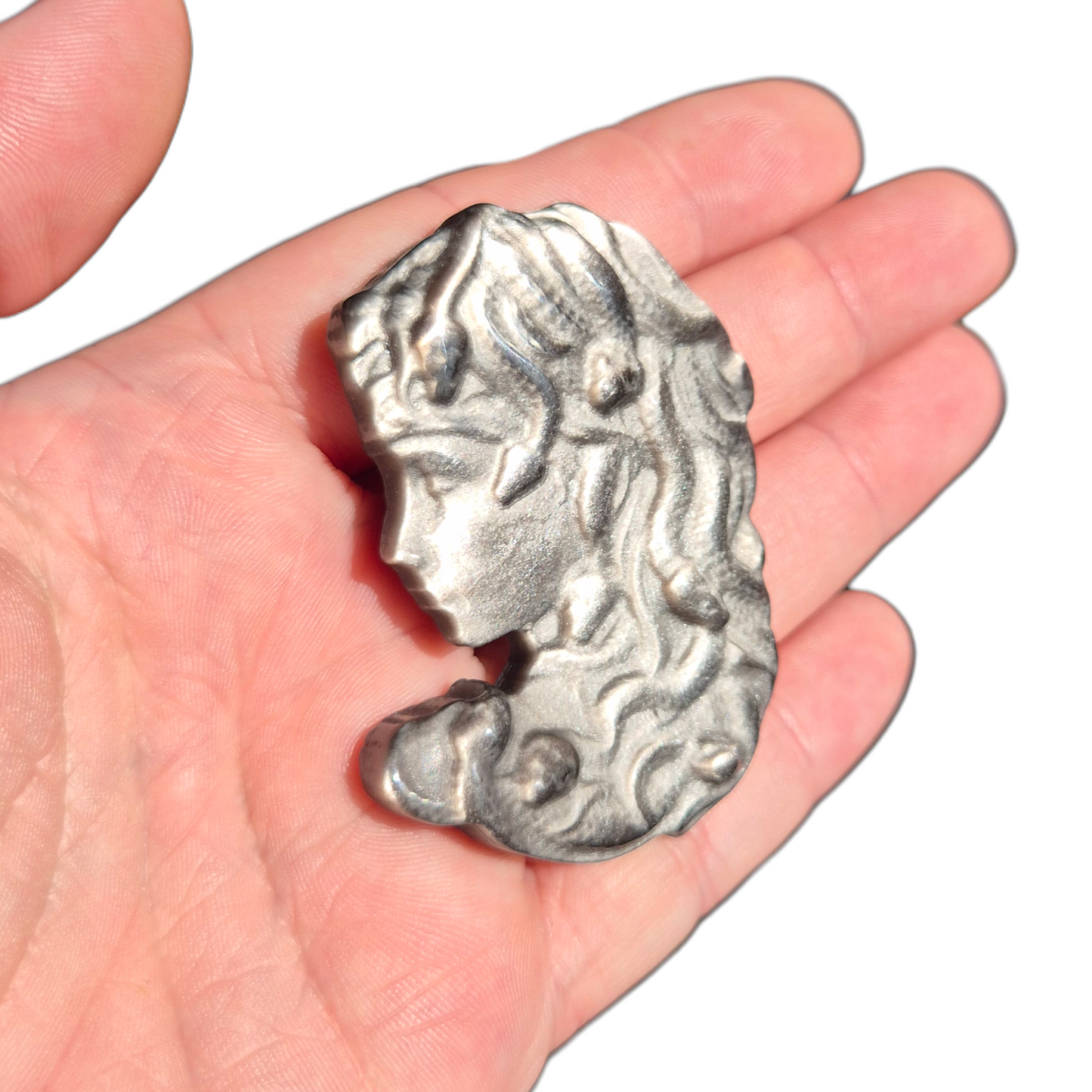 Crystals - Silver Sheen Obsidian Medusa Carving