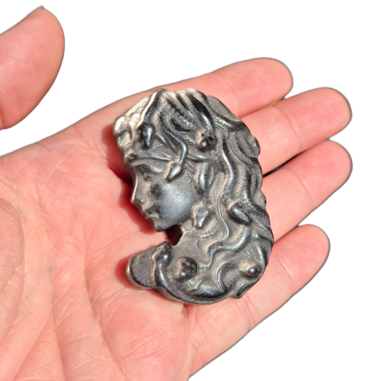 Crystals - Silver Sheen Obsidian Medusa Carving