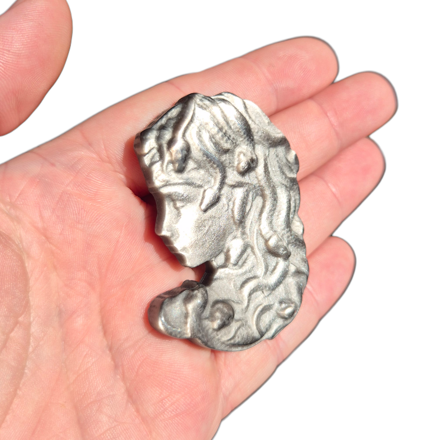Crystals - Silver Sheen Obsidian Medusa Carving
