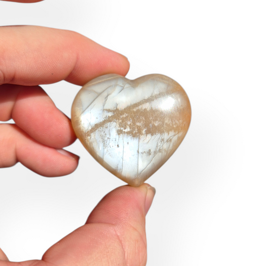 Crystals - Peach Moonstone Polished Hearts
