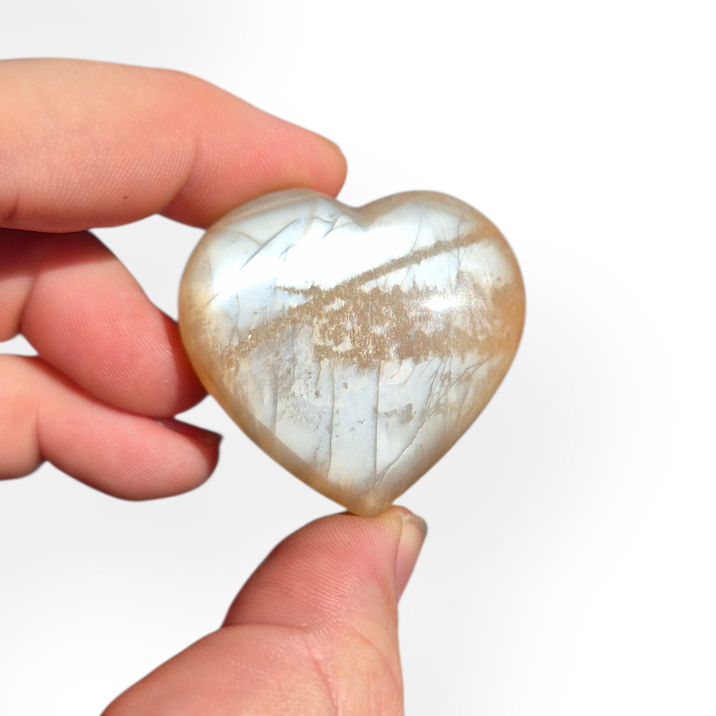 Crystals - Peach Moonstone Polished Hearts