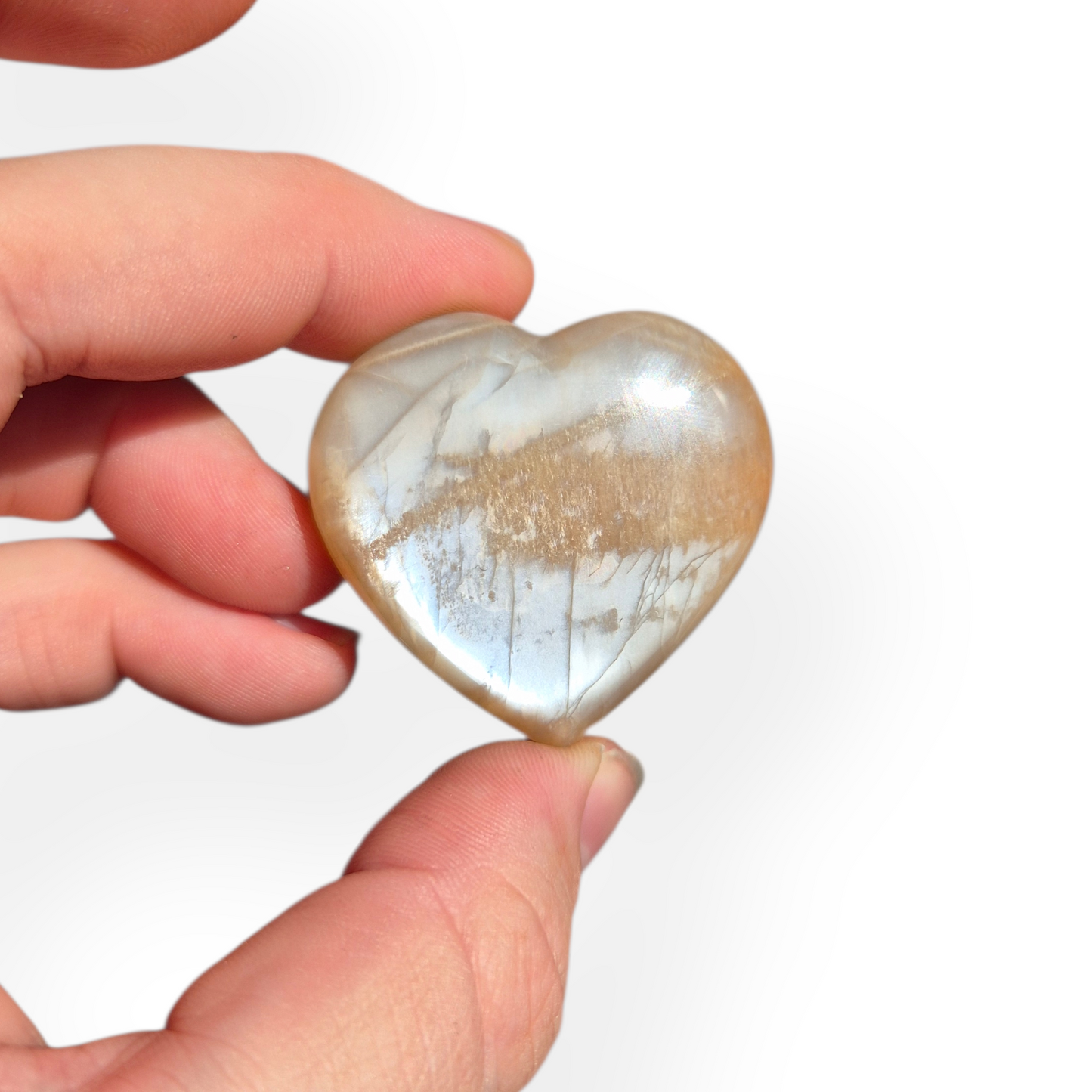 Crystals - Peach Moonstone Polished Hearts
