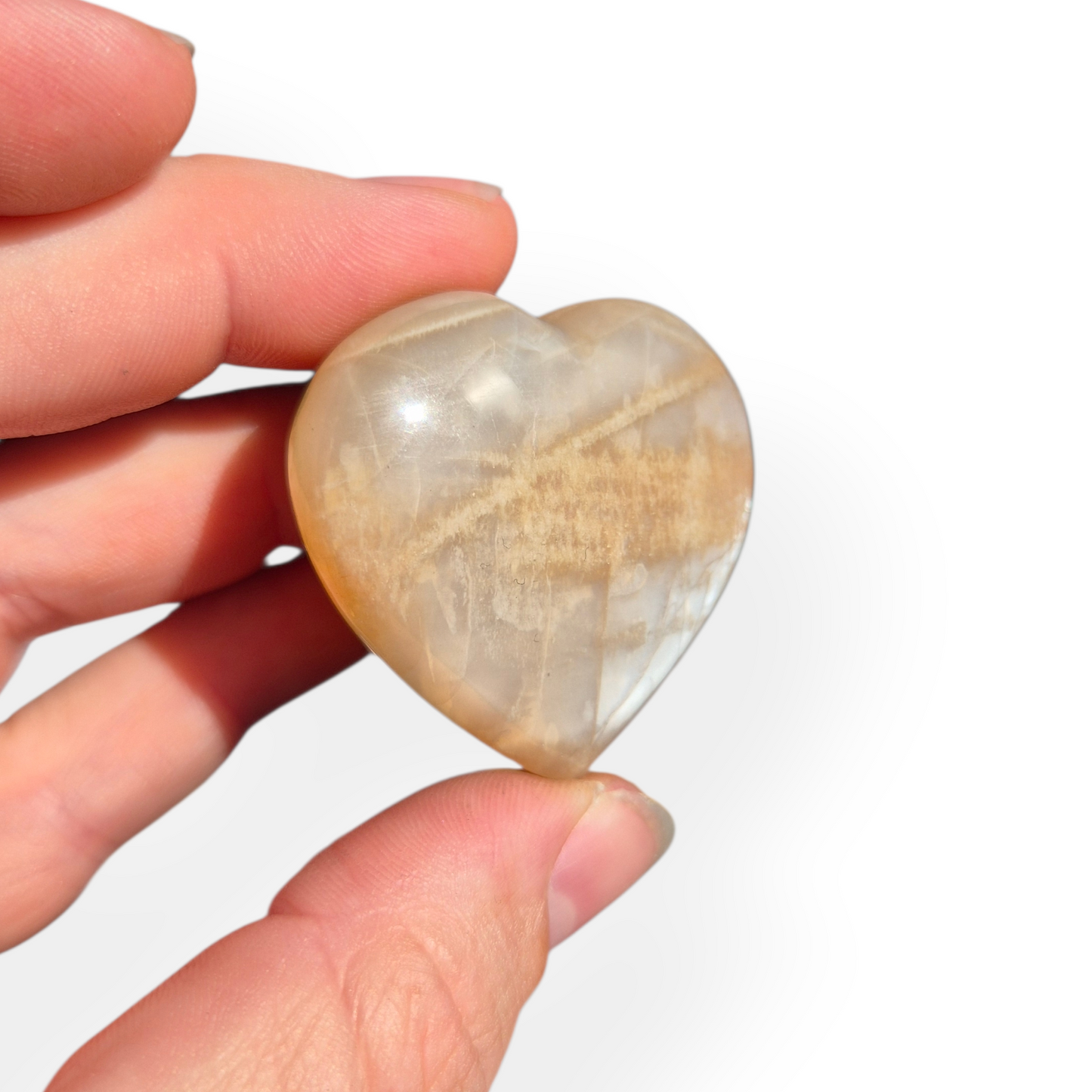 Crystals - Peach Moonstone Polished Hearts