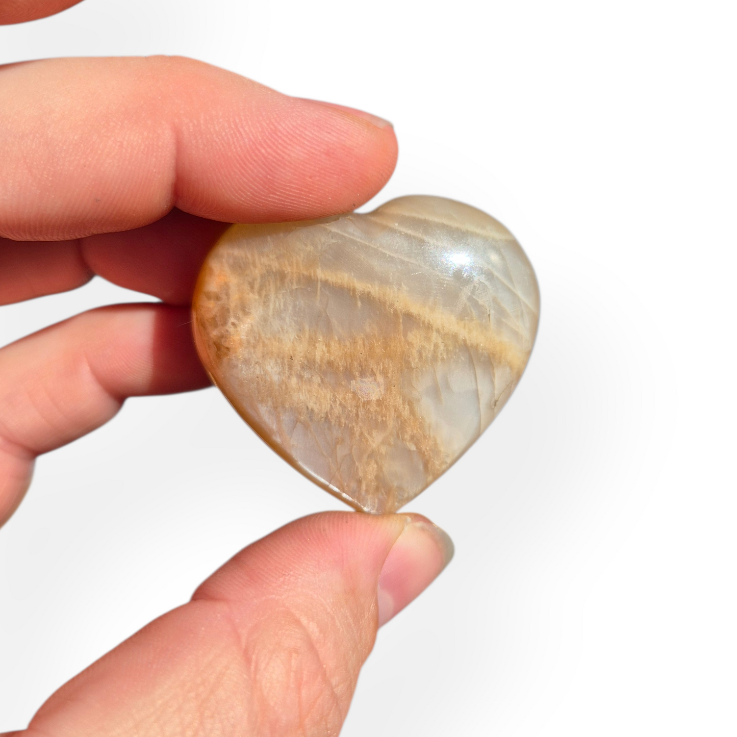 Crystals - Peach Moonstone Polished Hearts