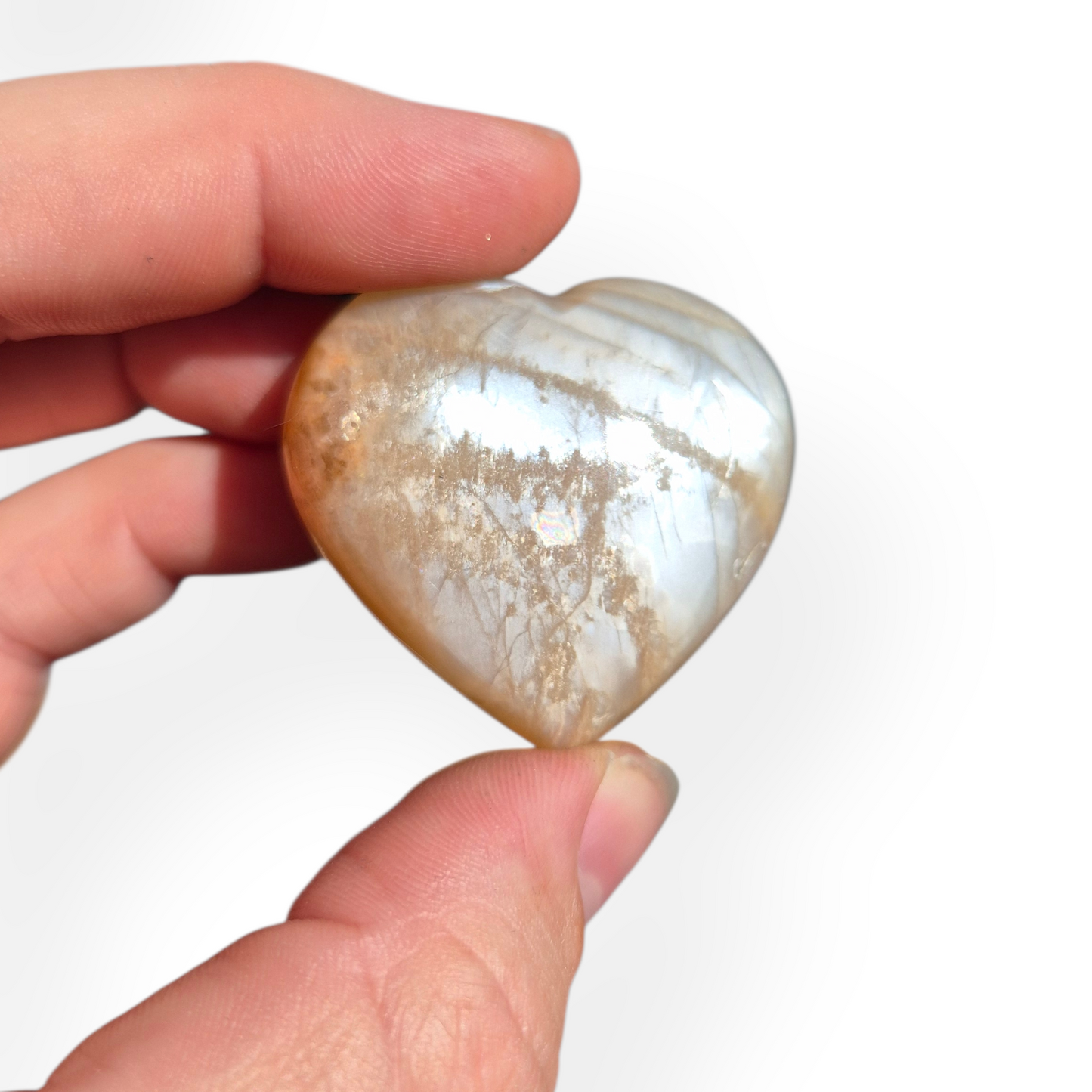 Crystals - Peach Moonstone Polished Hearts