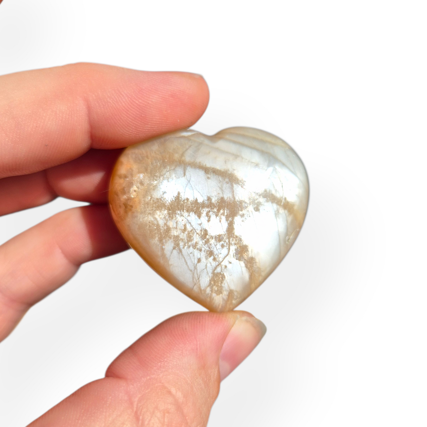Crystals - Peach Moonstone Polished Hearts