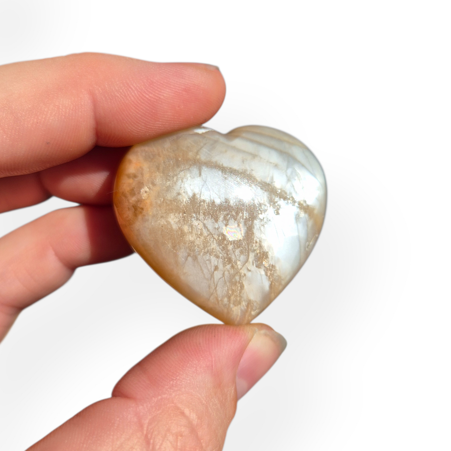 Crystals - Peach Moonstone Polished Hearts