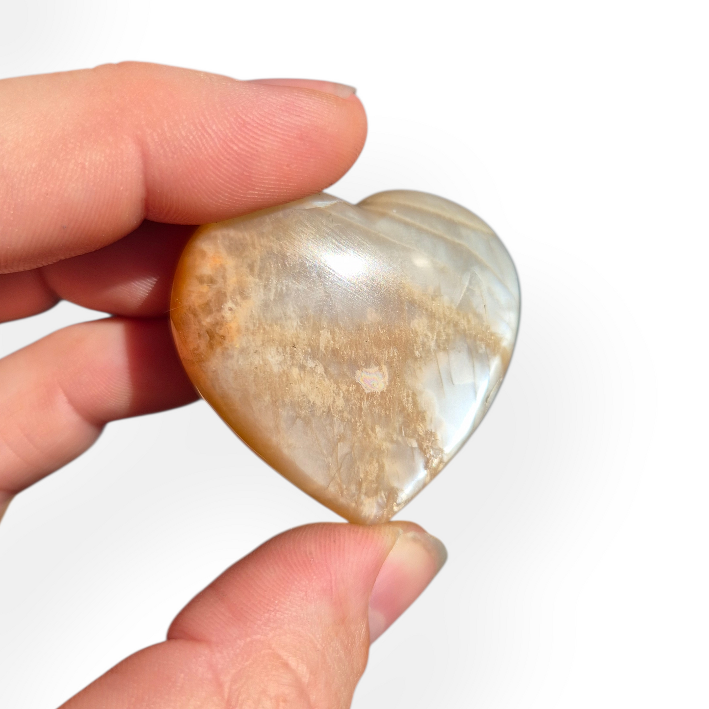 Crystals - Peach Moonstone Polished Hearts