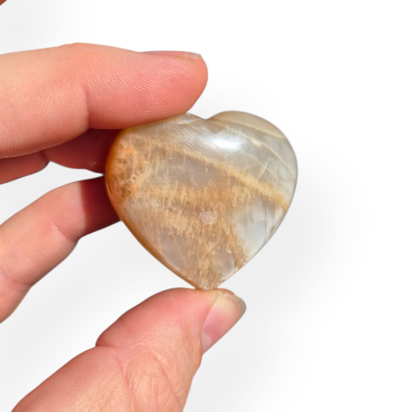 Crystals - Peach Moonstone Polished Hearts