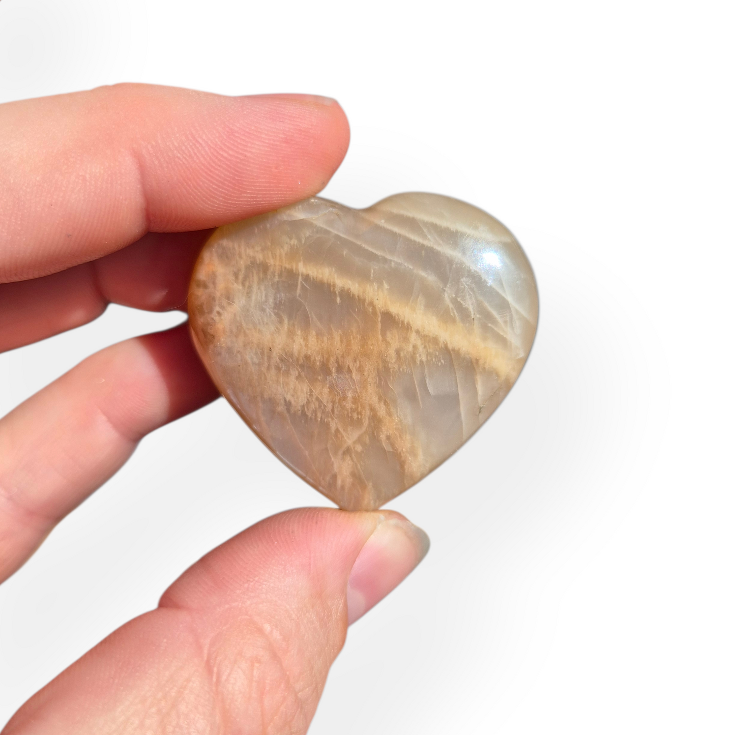 Crystals - Peach Moonstone Polished Hearts