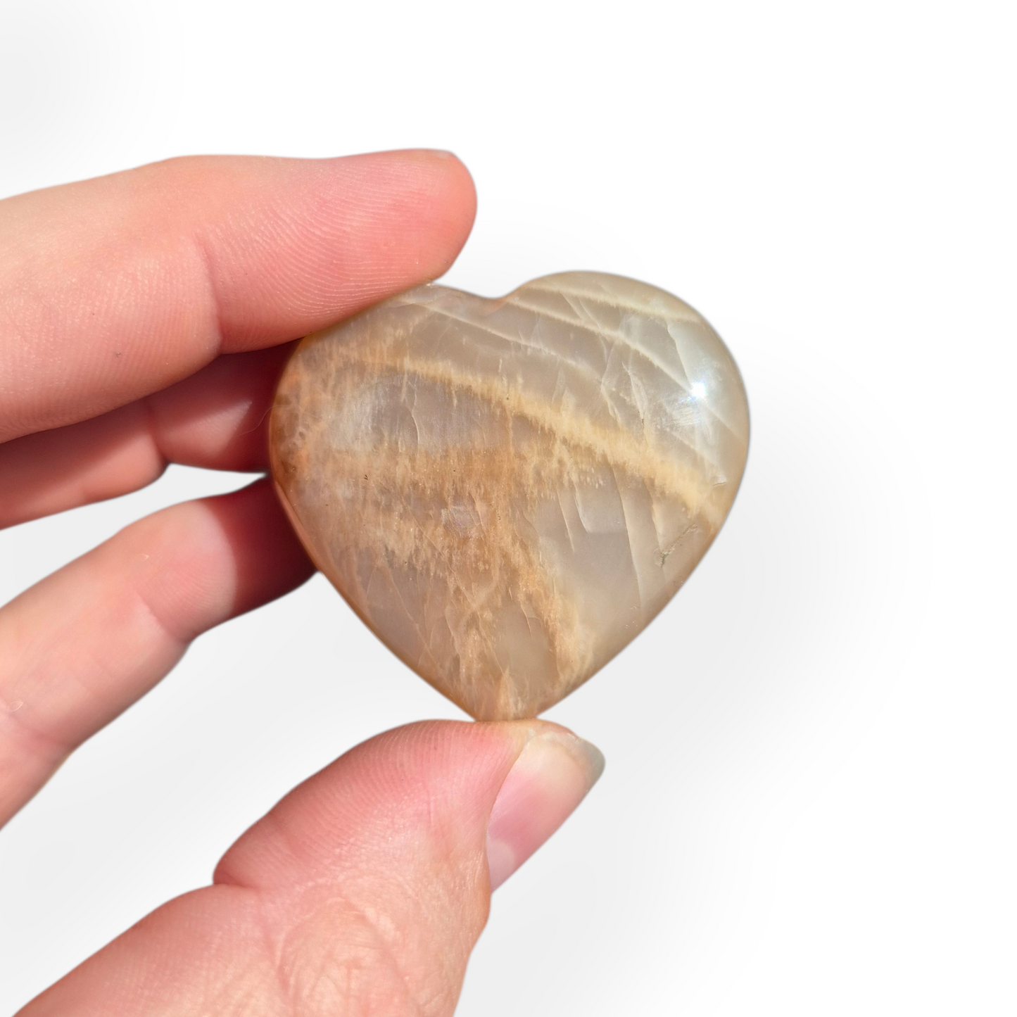 Crystals - Peach Moonstone Polished Hearts